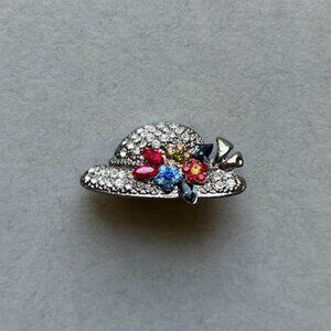 VTG Lauren Spencer Hat Brooch Austrian Crystal Gold Tone Pin